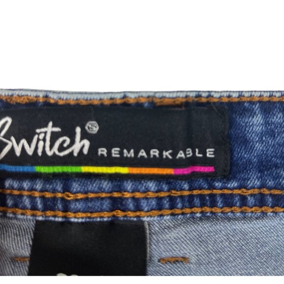 Switch Remarkable Slim Taper Fit Denim Jeans Men's 36 Navy Acid Wash Streetwear - Picture 5 of 12